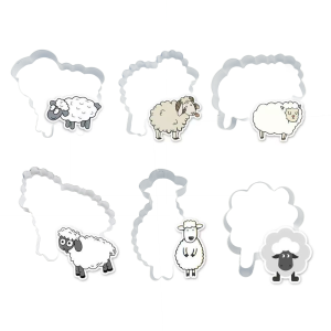 6PCS Sheep Lamb Cookie Cutters Food Grade Stainless Steel Fondant Mold For Chocolate Fruit Birthday Cake Home Baking Decor