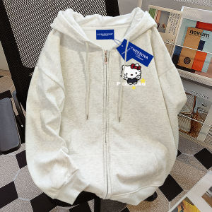 American Style Zipper Graffiti Hoodie Womens Cardigan Jacket Spring Autumn New Cute HelloKitty Long Sleeve Polyester Cotton Blend