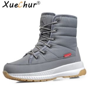 XueChur Snow Boots Women Ankle Flat Platform Winter Boots Waterproof Warm Fur Soft Winter Shoes Fashion  Non-slip Women Boots