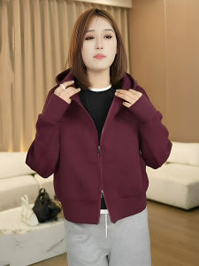 Double Zipper Hooded Fleece Long Sleeve Womens Cardigan Jacket Loose Comfortable Fashionable Autumn Winter Sweatshirt Top