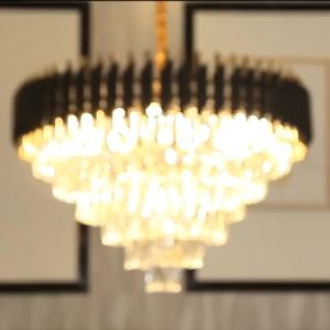 Living room chandeliers round crystal dining room lamp high ceiling bedroom decorative light 25