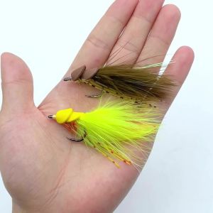 Topwater Frog Fly Lure Weedless Bass Pike Snakehead Fishing Bait Realistic Rubber Legs Surface Popper for Freshwater Fly Fishing