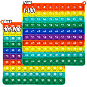 1-200 Numbers Counting Math Fidget Toys Rainbow Silicone Push Bubble Educational Math Games Toys for Preschool Kids