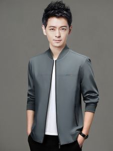 ROMON | Lormen Mens Baseball Collar Jacket Casual Short Flight Style Windproof Outerwear Polyester Fiber Standard Fit Autumn Fashion