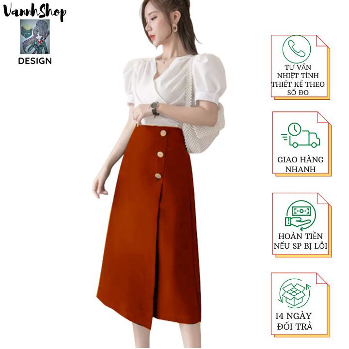 Chân váy công sở chữ A dáng xòe midi thanh lịch - Vannhshop CV0083 ...