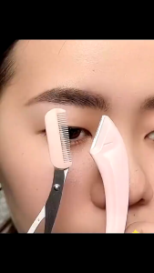 3pcs SET Curved Eyebrow Trimmer Scissors With Comb Stainless Steel Razor Scissors Set Make Up Tool