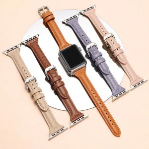 Slim leather band for Apple Watch ultra 49mm series 7 8 41mm/45mm 38mm/42mm Wristband Loop bracelet iWatch SE 6 5 4 3 40mm/44mm