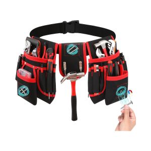 Magnetic Tool Pouch with 26 Pocket Tool Belts Adjustable & Detachable Belt Tool Bags for Electrician Carpenter Construction