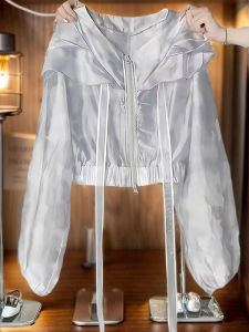 Guangzhou Thirteen Lines Best Selling Womens Clothes Hooded Sun Protection Clothing Summer Thin Coat Zipper Travel Sun Protection by the Sea Cardigan Tide