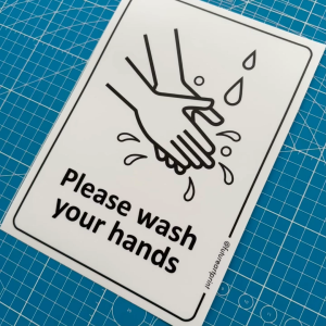 Please wash your hands. Premium Sticker Sign Notice Signage. Sink Basin Tap Water. Cuci Tangan.