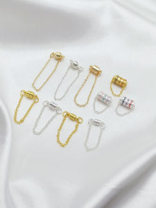 หัวเข็มขัดแม่เหล็กเงินชุบทอง 18K โซ่ความปลอดภัย โซ่เชื่อม สร้อยข้อมือ DIY ทำมือ อุปกรณ์เครื่องประดับแฟชั่นใหม่