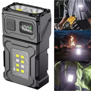 180° Rotatable Flashlight Dual Light Portable Multifunctional Torch Type-C Rechargeable Power Bank Outdoor Fishing Pocket Lanter