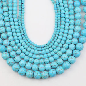 Synthetic Turquoise Stone Round Loose Beads 4/6/8/10/12mm For Jewelry Making Bracelets Necklaces Crafts Handmade DIY Accessories