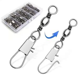 10/20/50Pcs Swivels Fishing Connector Pin Bearing Rolling Swivel Snap Fastlock Clips Fishhook Fishing Tackle Accessories