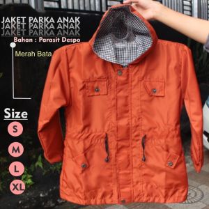 JAKET ANAK PARKA HOODIE ZIPPER PARASUT POLOS KEKINIAN LAKILAKI PEREMPUAN KEREN SIZE S-XL USIA 2TAHUN SAMPAI 12TAHUN BAHAN PARASIT TERBARU