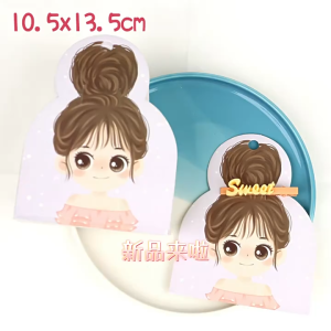 Bộ 10 tag giấy hình bé gái treo kẹp tóc/cột tóc / tag treo phụ kiện handmade.