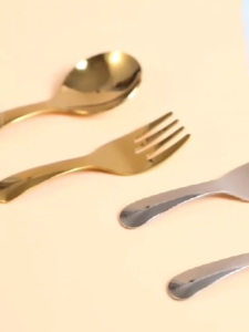 17KM 304 stainless steel portable spoon Fork Short handle spork student eating dessert round spoon Fork tableware