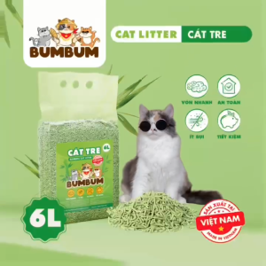 Combo 3 túi (18L) -Cát tre Việt Nam BUMBUM - cát mèo an toàn ít bụi vón nhanh khử mùi tốt không hoá chất độc hại phù hợp với cả mèo con và mèo nhạy cảm- Vietnam bamboo cat litter