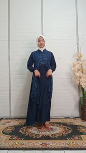 Gamis Dress Anak Abg/Remaja 6-12 Tahun Dua Layer Brukat Mix Crinkle Mewah Dan Elegan
