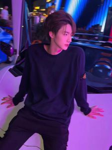 Double-Sided Cashmere Long Sleeve round Neck T-Shirt Mens Autumn Winter Warm Inner Wear Handsome Base Shirt Top Fashionable Casual Loose Fit Breathable Polyester Spandex