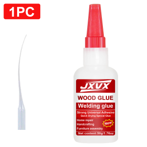 JXVX Wood Glue with 2 Precision Applicators - Fast Curing Super Glue for Woodworking Furniture Repair & Crafts - Strong & Clear
