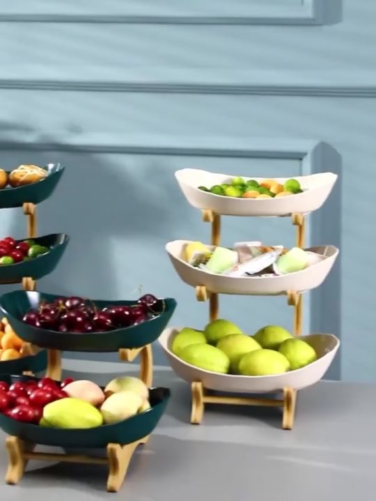 2/3 Tiers Ceramic Fruit Basket,Vegetables Candy Shelves Fruit Storage