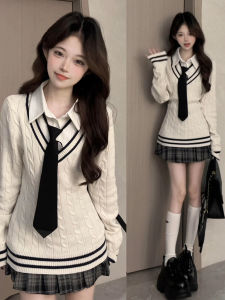 PEIZIXUAN | Korean School Style Knit Set Dress Early Spring