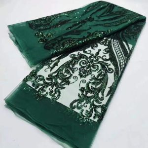 2026 High-Quality African Nigeria Embroidered Lace Tulle Fabric Glitter Sequins French For Wedding Dress Bridal Gown Cloth Women