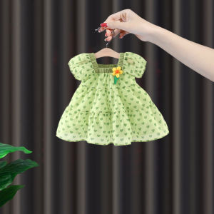 Princess Style Summer Dress for Girls One Year Old Baby Cotton Blend Fabric A-Line Skirt Daily Wear Comfortable Fit Childrens Clothing