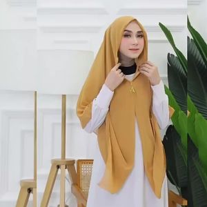 Jilbab Instan Terbaru Khimar Syari Ceruty Dua Layer Hijab Zipper Jumbo Kerudung Resleting