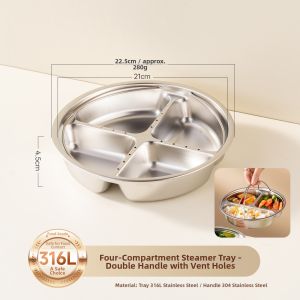 onlycook | Stainless Steel Handled Compartment Steamer Tray