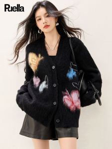 puella | Vintage Butterfly Embroidered Loose Sweater