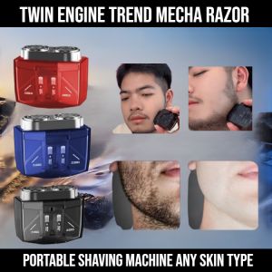 Twin Engine Trend Mecha Razor Rechargeable Mini Electric Shaver Portable Shaving Machine Any Skin Type