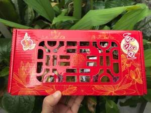 {Freeship} Hộp đựng 4 bánh trung thu (hộp giấy và túi vải)