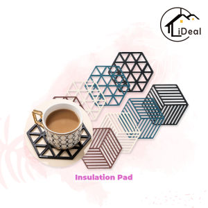 iDeal Home Silicone Coaster Nordic Placemat Heat Mat Hexagon Insulation Pad Anti Slip Bowl Cup Hollow Design Thick