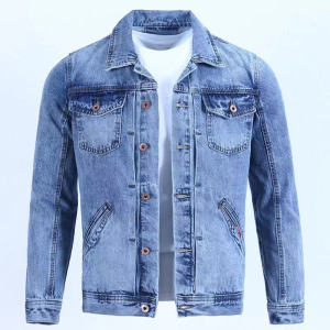Spring Autumn New Style Mens Slim Fit Jeans Jacket Trendy Youthful Casual Long Sleeve Workwear Coat Single Button Closure