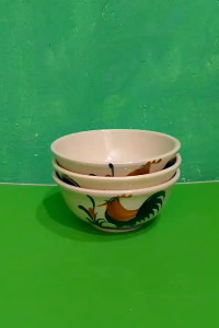 Set 5 tô gốm đựng mì gói vẽ gà trống loại 500ml 16 cm ( sành thường )