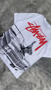 Kaos Stussy - tshirt stussy - kaos pria - tshirt pria - baju pria - kaos pria stussy BEAT CRAZY PUTIH