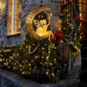 1PC Solar Moon Crackle Glass Globe Stake Light Waterproof LED Outdoor Yard Lawn Patio Flower Bed Holiday Landscape Decor Lamp