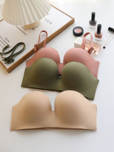 ไร้สาย หนาขึ้น เสื้อในไม่มีสาย สําหรับหญิงสาวไม่มีรอยต่อ  ชุดชั้นในไนลอนครึ่งถ้วยป้องกันการหย่อนคล้อย Vimiangel