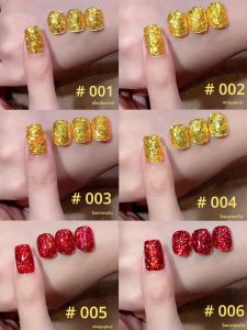 1-6 ชิ้น 15 มล. กลิตเตอร์เล็บสีทองสำหรับฤดูใบไม้ร่วง เจลทาเล็บแบบกลิตเตอร์ แห้งด้วยแสง UV/LED ของขวัญสำหรับผู้หญิง งานศิลปะบนเล็บ อุปกรณ์ทำเล็บประจำวัน ชุด DIY