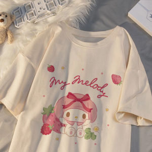 Áo Thun Cotton Tay Ngắn Mùa Hè Cho Bé Gái Phong Cách Mới Melody Của Sanrio Áo Thun Trẻ Em Thời Trang Cổ Tròn Tay Lửng