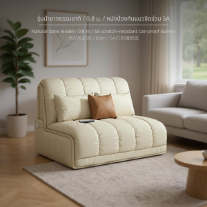 โซฟาเบด GREMOR สไตล์ครีม · ใหม่ปี 2024 พับได้ โซฟา ปรับ นอนได้ หนัง แท้ วินเทจ cushion sofa เบด เบต นอน หนา ทูอินวัน sofas indoor