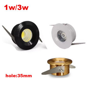 1w 3W Led Mini Down Light Spot Recessed Lamps AC220V Ceiling Downlight Aluminium 35mm Hole Ceiling Eyeball