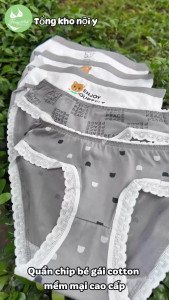 Combo 10 Quần Chip Bé Gái Cotton Họa Tiết Gấu Enjoy Cute Tone Xám Trắng Thoáng khí Kháng Khuẩn Quần Cute CTB20