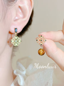 Retro Earrings Luxury Sensation Elegant Large Atmosphere No Piercing Clip-On Womens New Chinese Style National Trend Ear Jewelry