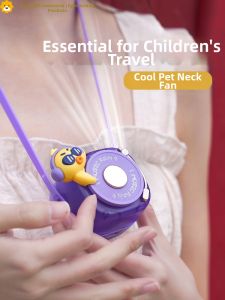 Portable Mini USB Childrens Neck Fan Handheld Cute Pet Rope Rechargeable Plastic Leafless Electric Fan Gift SuNing YiPin