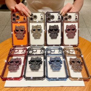 Sanrio | Ins Luxury Bling Rhinestone Hello Kitty Phone Case Shockproof Protective For iPhone 13 14 15 16 17 Pro Max Lovely Girls Cover