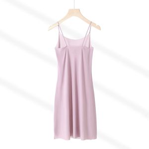 Original Silk Camisole Slip Dress  Silk Base Skirt Mid-Length Anti-Light Treatment Commute Style Solid Color Straight Cut
