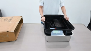 Stainless Steel Cat Litter Box Large Capacity Open Breathable Cat Litter Box Free Cat Litter Scoop